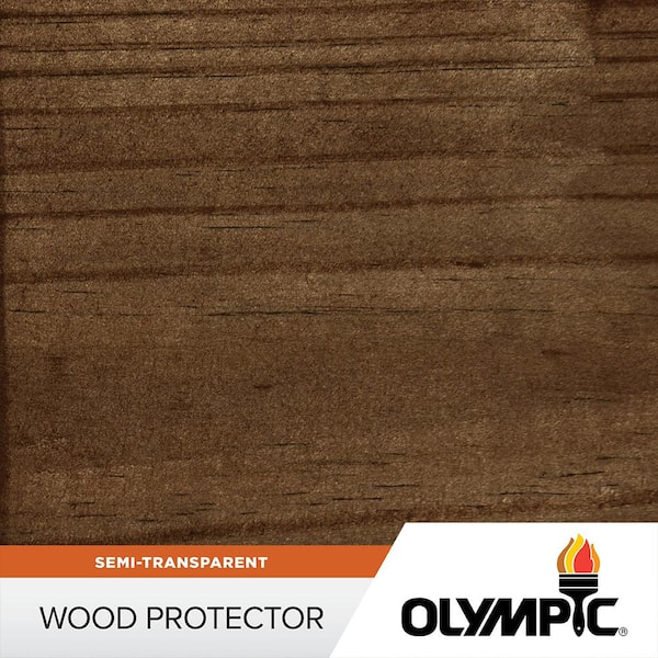 Olympic 1 gal. Black Walnut Exterior Semi-Transparent Wood Protector Stain Plus Sealant in One