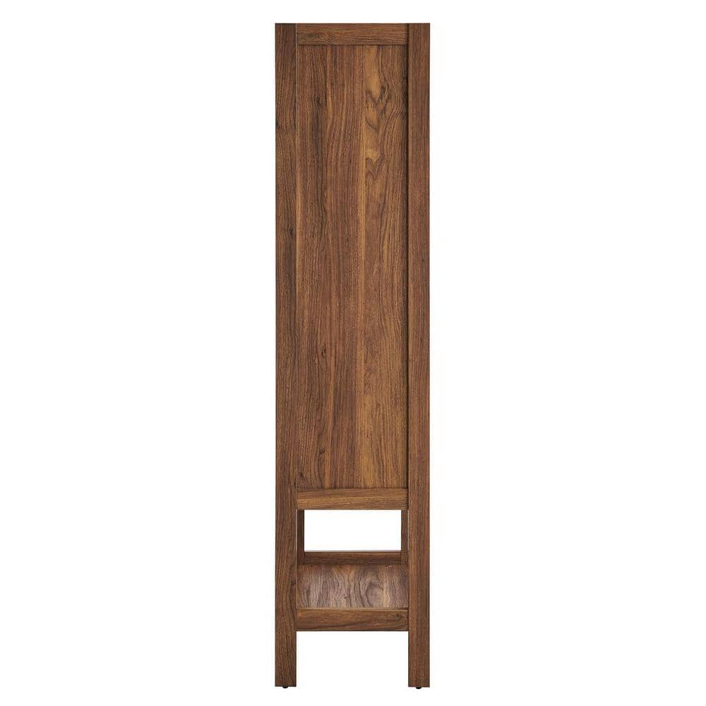 Capri Tall Walnut Wood Grain Freestanding Storage Cabinet with Linen Doors