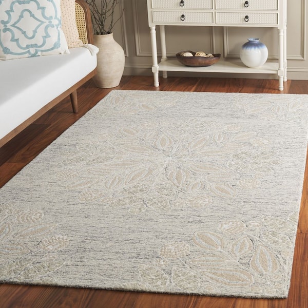 Jardin 8 ft. x 10 ft. Gray/Ivory Geometric Floral Area Rug