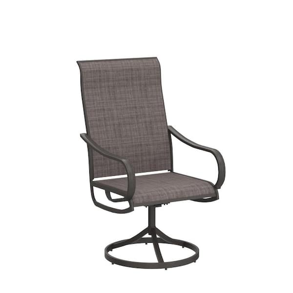 Unbranded Brown Metal Textilene Fabric Patio Outdoor Swivel Dining Chairs Patio Furniture Gentle Rocker Chair with Back Set of 2