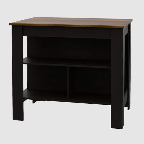 RST BRANDS Lindon Kitchen Island in Black with Maple Top