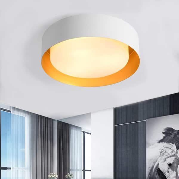 EDISLIVE Victor 12.5 in. 2-Light Minimalist White Flush Mount