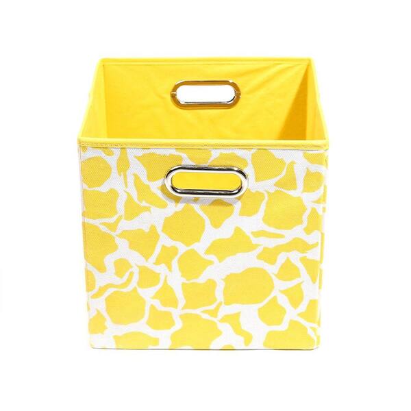 Modern Littles Rusty 10.5 in. x 10.5 in. x 10.5 in. Giraffe Folding Yellow Fabric Storage Bin