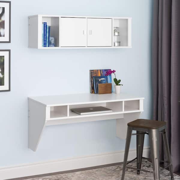 Prepac Designer 2-Piece White Laminate Office Suite