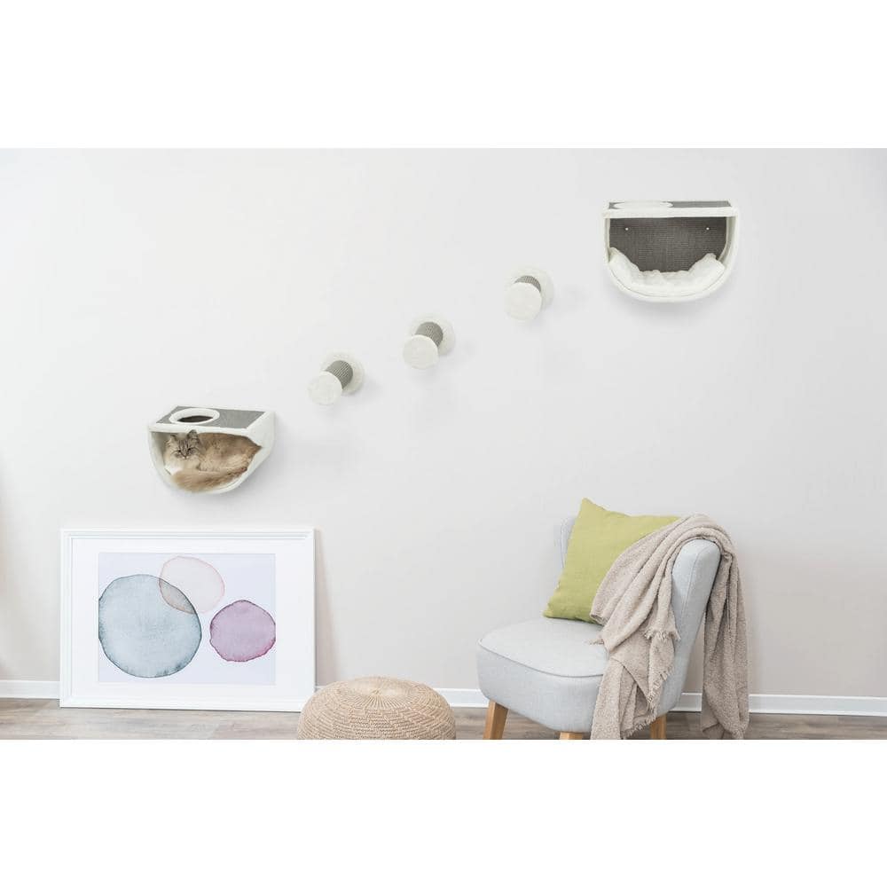 Gray Sisal Wall Mount Cat Tree with Condos and Steps