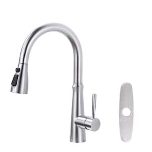 Single Handle 15.4 in. Pull Down Sprayer Kitchen Faucet with 3-Spray Modes Sprayer Fixed in Brushed Nickel