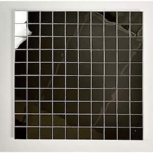 Modern Design Silver Square Mosaic 12 in. x 12 in. Stainless Steel Decorative Peel and Stick Tile (20 Sq. Ft./Case)