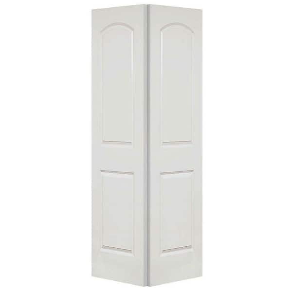 Steves & Sons 30 in. x 80 in. 2-Panel Round Top Smooth Hollow Core White Primed Composite Interior Closet Bi-Fold Door