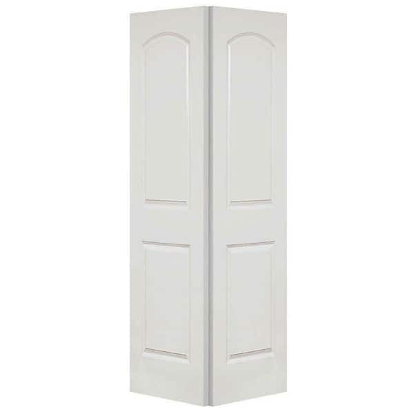 Steves & Sons 36 in. x 80 in. 2-Panel Round Top Smooth Hollow Core Primed White Composite Interior Closet Bi-Fold Door