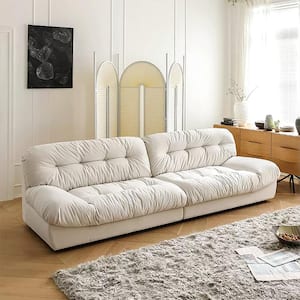 105 in. Anti Scratch Fabric Minimalist Armless 3-Seats Leisure Lazy Sofa Room Furniture Couch for Apartment, Beige