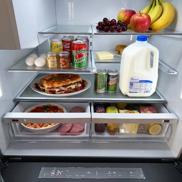 36 in. 21.6 cu. ft. Counter Depth French Door Refrigerator with Ice and Water Dispenser in Stainless Steel, ENERGY STAR