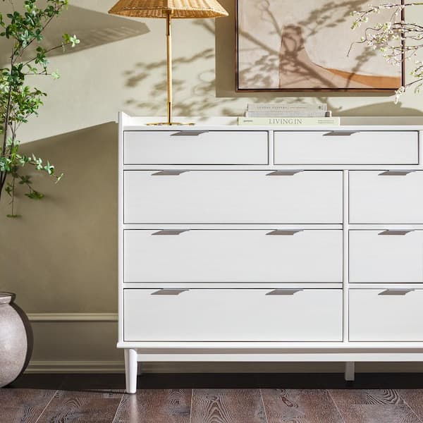 walker edison mid century modern grooved handle wood dresser Walker Edison 3-Drawer Groove Handle Solid Wood Dresser