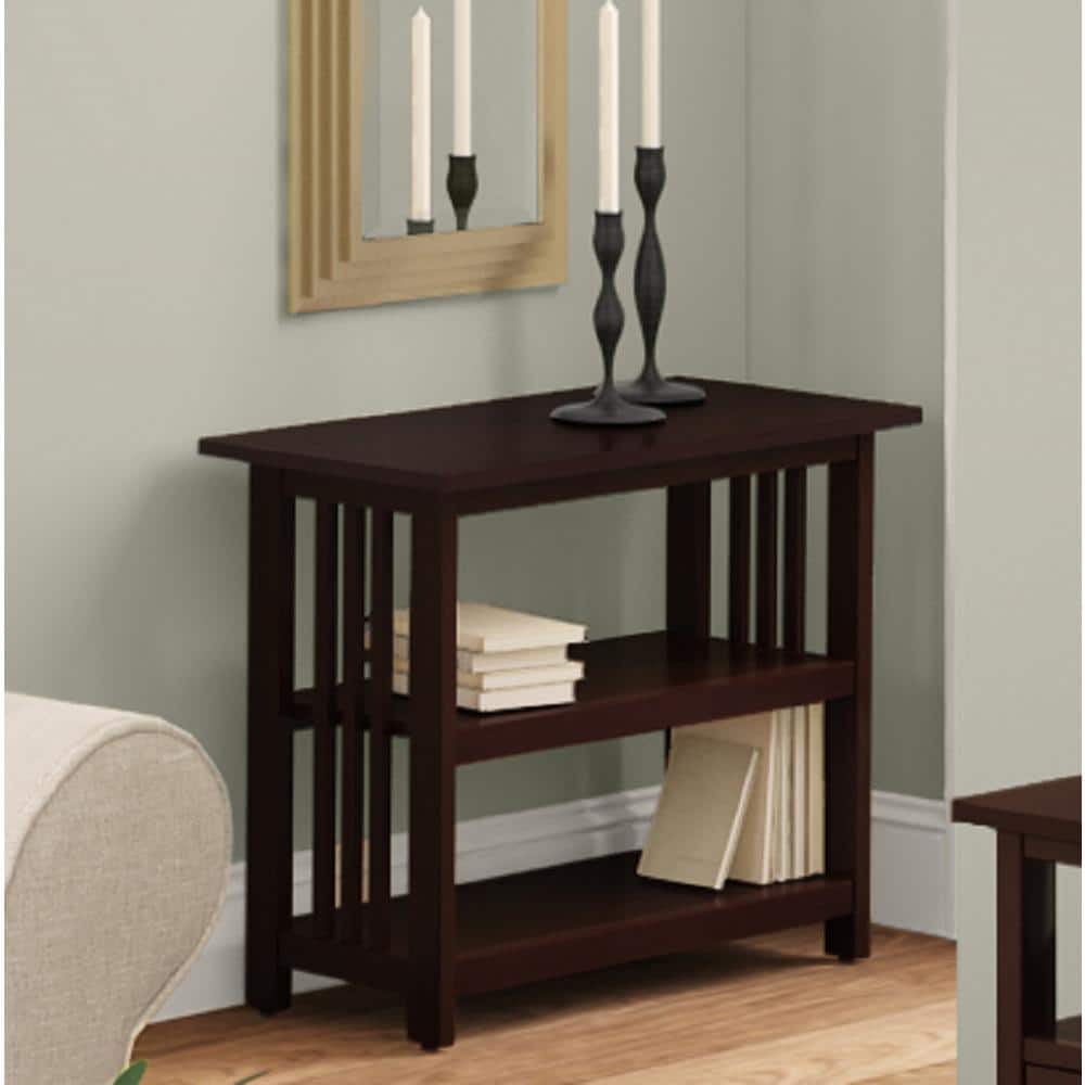 Espresso Dark Wood Mission Style Under-Window Bookshelf