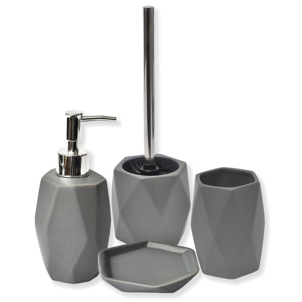 Gray Stoneware Diamond Shape Hand Soap Dispenser