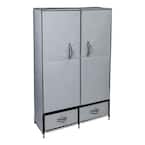 70 in. H x 45 in. W x 18 in. D Gray Polyester and Steel Portable Closet with 2 Drawers