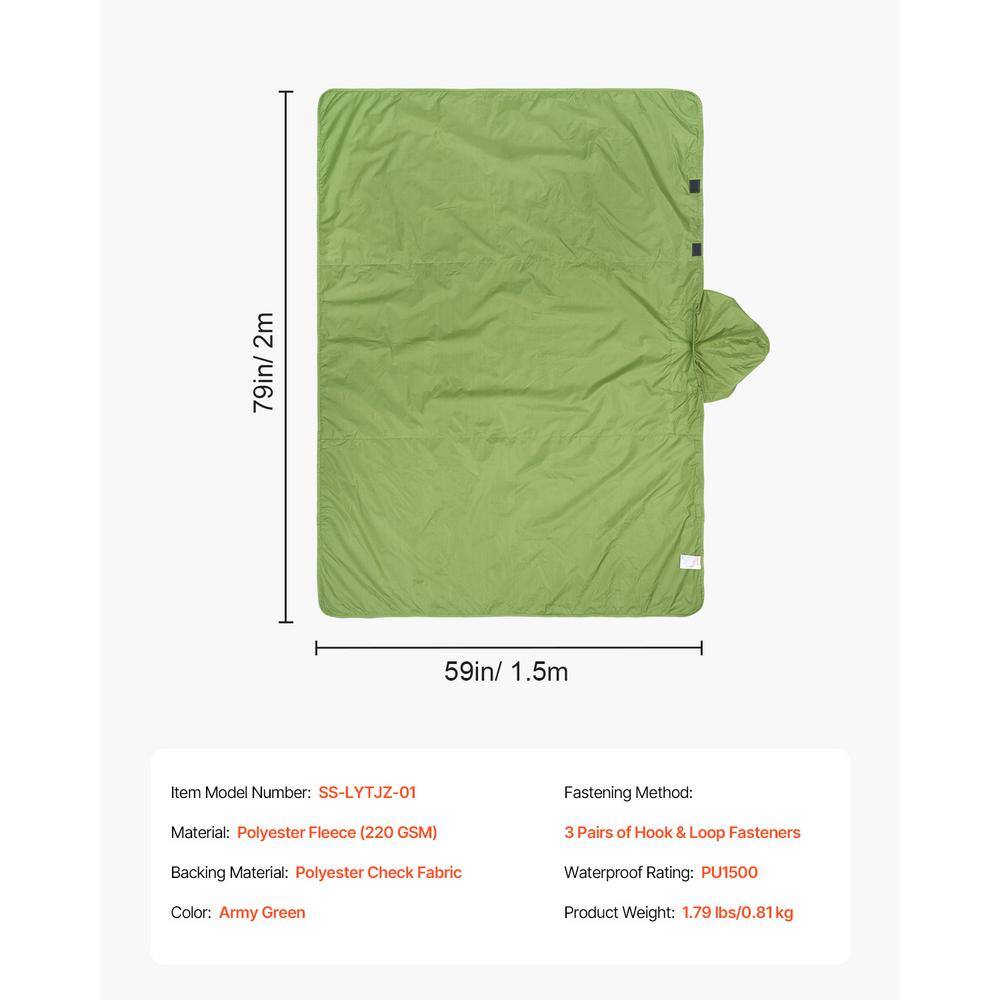 Large Army Green Waterproof Polyester Travel Blanket