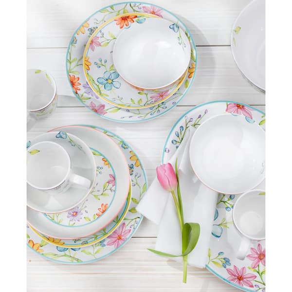 Thuisland federatie Gewoon Euro Ceramica Charlotte 16-Piece Floral Multicolor Stoneware Dinnerware Set  (Service for 4) CLT-1001-DS - The Home Depot