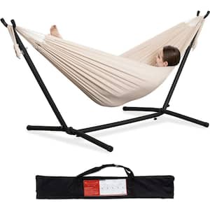 9 ft. Quilted Reversible Hammock, Capacity 2 People Standing Hammocks and Portable Carrying Bag ( Beige )