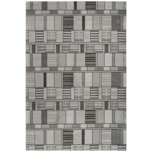 Nourison Nordic Black Grey 5 ft. x 7 ft. Geometric Contemporary Area Rug