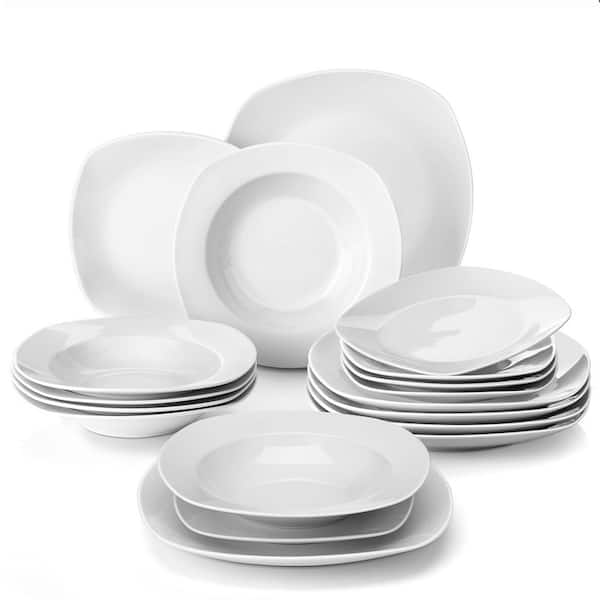 MALACASA, Series ELISA, 60-Piece Porcelain Dinnerware Set, Ivory White  Dinner Set, Service for 12 