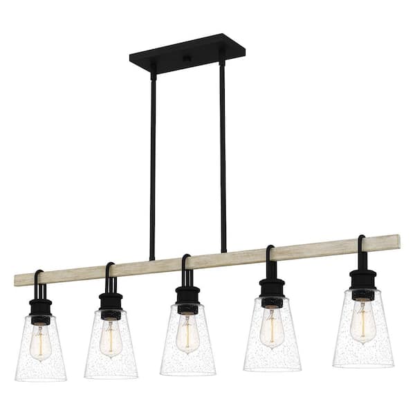 Quoizel Kingsbridge 5-Light Earth Black Chandelier with Clear Seeded