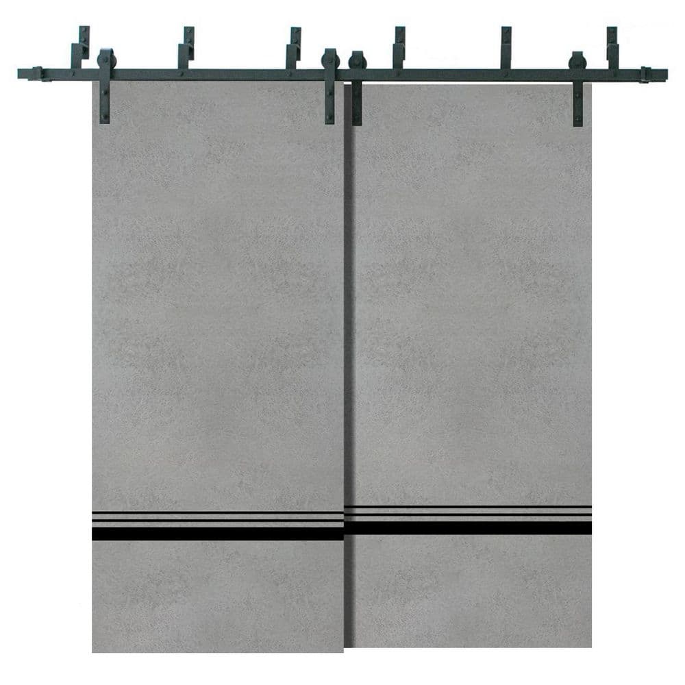 60 in. x 96 in. 2 Panel Concrete Solid Wood with Honeycomb Sliding Barn Door with Hardware Kit price history on PriceWatchPro
