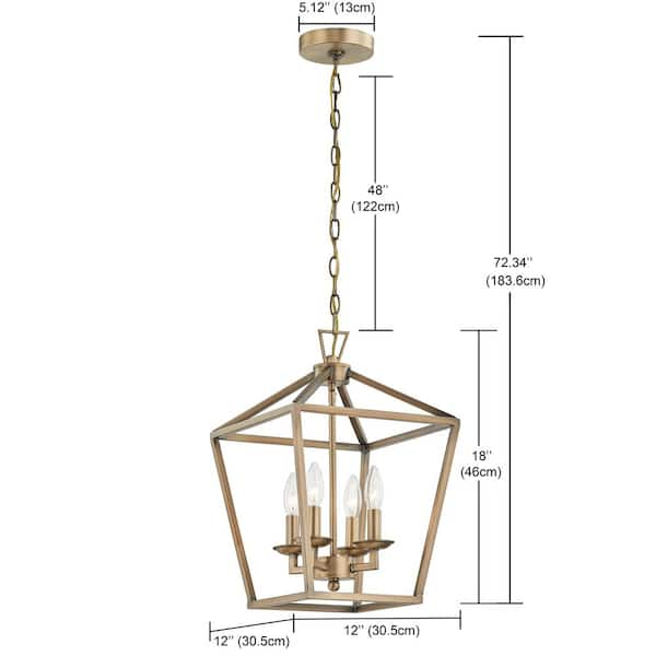 Uixe 4-Light Soft Gold Farmhouse Chandelier Pendant Light Fixture with ...