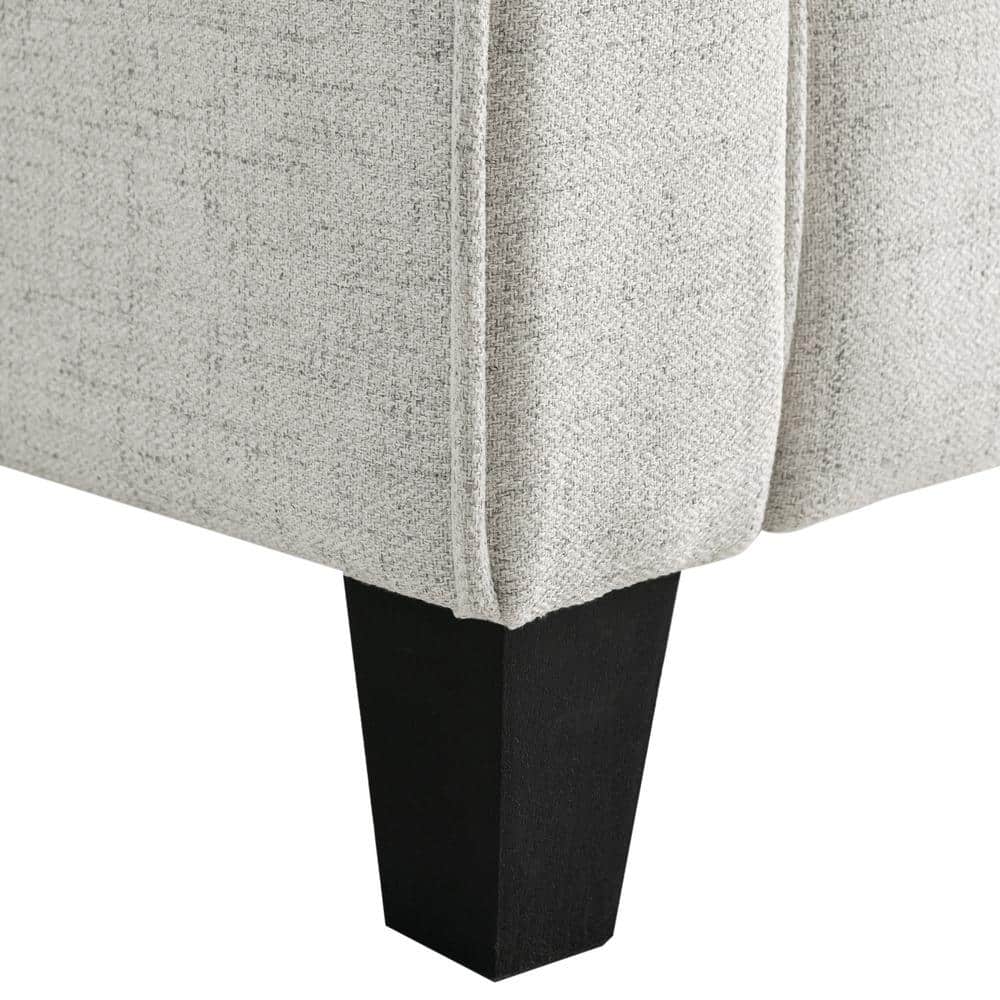 Beige Tufted Microfiber Loveseat with Flared Arms