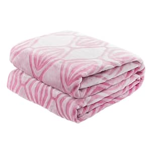 80" x 90" Pink Flannel Plush Throw Blanket