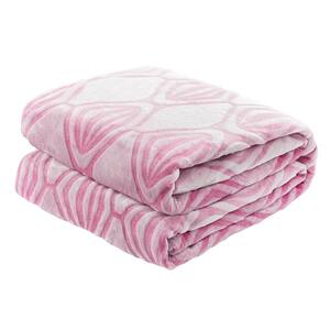 60 in. x 80 in. Pink Flannel Plush Throw Blanket