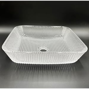 Scotch 16 in. Square Bathroom Vessel Sink in Clear Tempered Glass