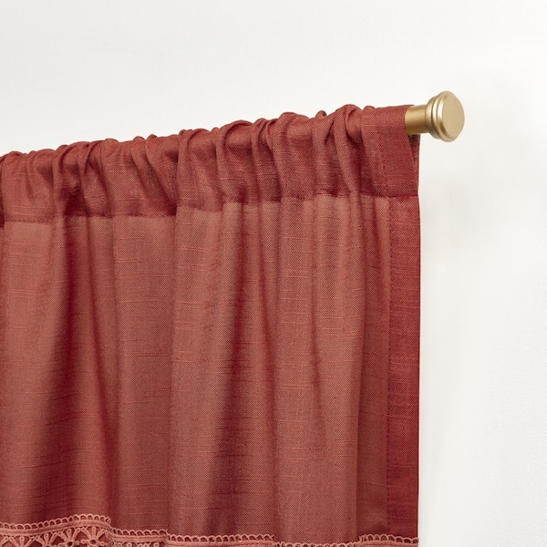 Dunbar Burnt Sienna Solid Light Filtering Rod Pocket Curtain, 50 in. W x 96 in. L (Set of 2)