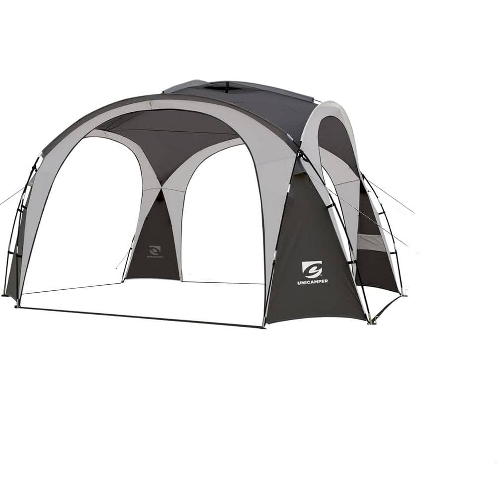 12 ft. x 12 ft. Gray Camping Pop Up Tent UPF50+with Ground Pegs and Stabili