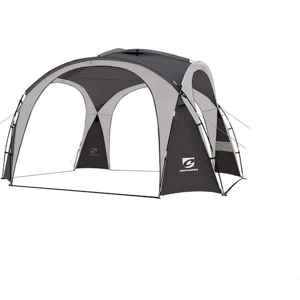 Unbranded 12 ft. x 12 ft. Gray Camping Pop Up Tent UPF50+with Ground Pegs and Stability Poles