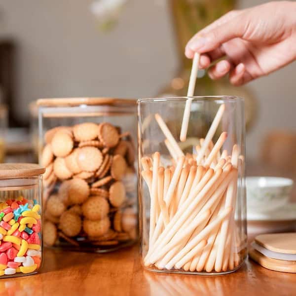 Lynzavix 6-Piece Glass Food Storage Jars Set with Airtight Bamboo