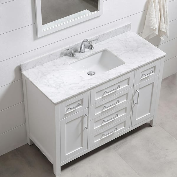 Home Decorators Collection Riverdale 48, 48 White Vanity With Carrara Marble Top