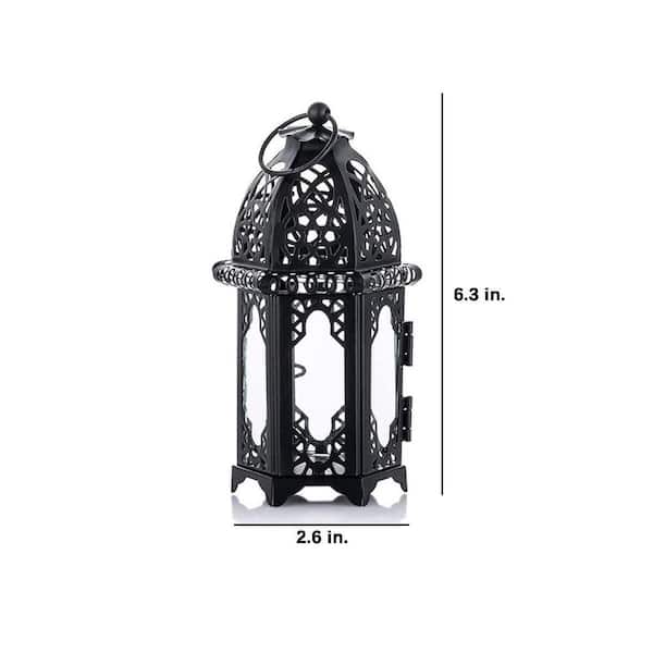 6.3 in. x 2.6 in. Black Small Metal Moroccan Lantern without