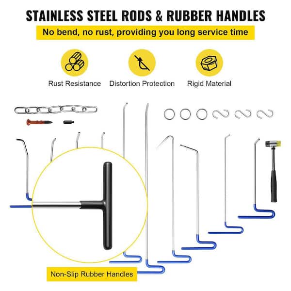 Paintless Dent Repair Tools – 4 Piece Adjustable Handle Whaletail Sticks – PDR Set By TrAuto