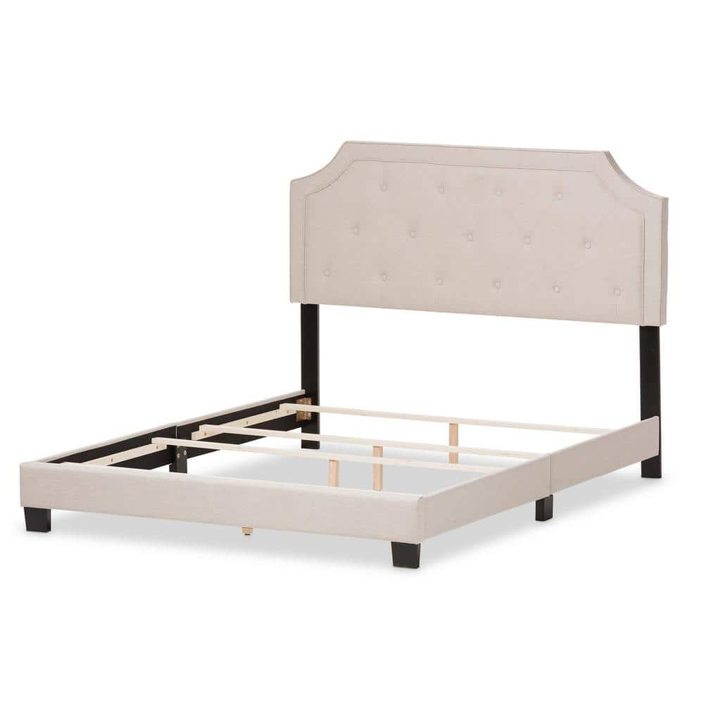 Baxton Studio Willis Beige Fabric Upholstered Queen Bed 28862 7461