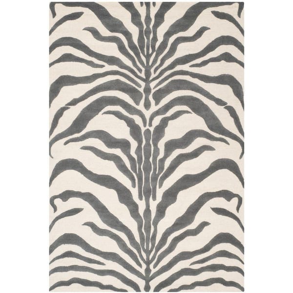 SAFAVIEH Cambridge Ivory/Dark Gray 5 ft. x 8 ft. Animal Print Area Rug