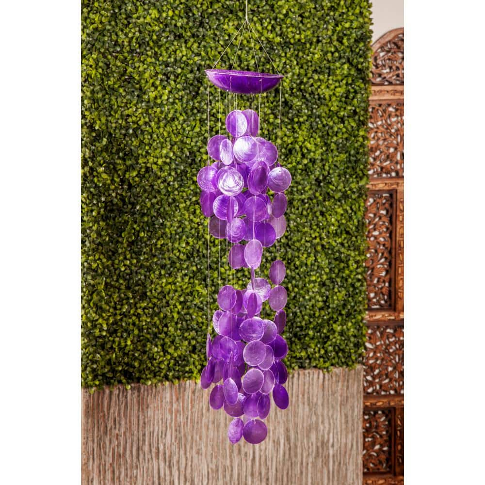 27" Purple Capiz Shell Waterfall Wind Chime