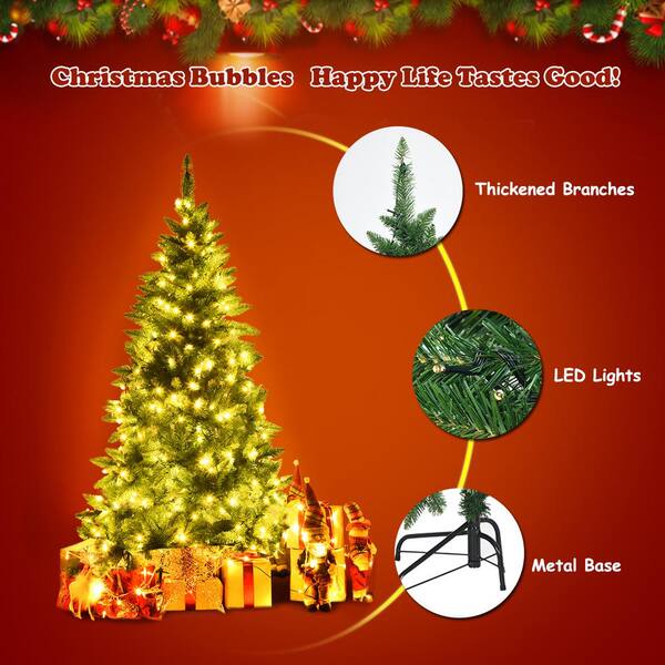 Costway 5 ft. Pre-lit PVC Artificial Half Christmas Tree