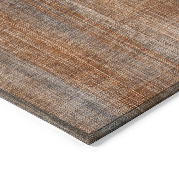 Orange 9 ft. x 12 ft. Woven Striped Rectangle Indoor/Outdoor Area Rug