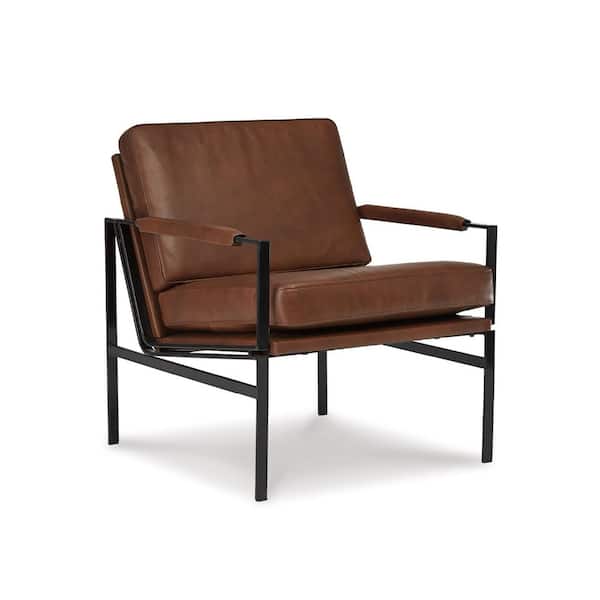 Puckman Brown Leather Match Arm Chair