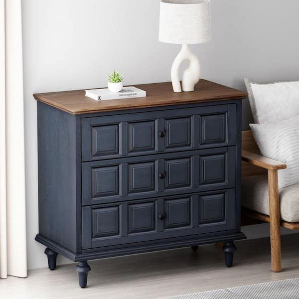 FUIN Vintage Black 3 Drawer 15.35 in. Wide Chest of Drawers X02058