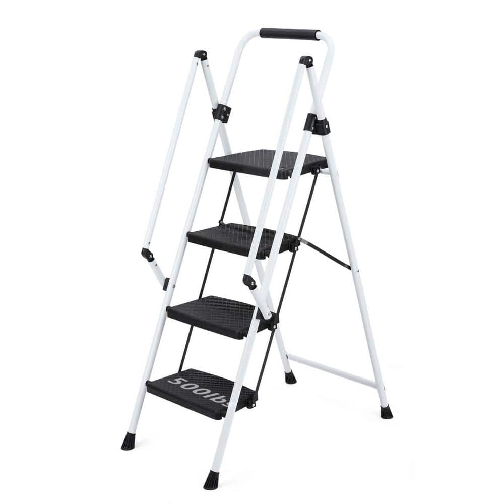 4.5 ft. White Steel Folding 4 Step Ladder (8 ft. Reach), 300 lb. Load Capacity price history on PriceWatchPro