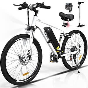 26 in. Tire Mountain Electric Bike for Adults with 500W/36V/12Ah Removable Battery City Commuter Ebike WHITE