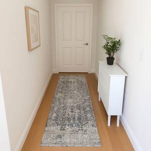 Mayfield Premium Machine Washable Abstract AMF1663 Charcoal 2 ft. 3 in. x 7 ft. 6 in. Runner Rug