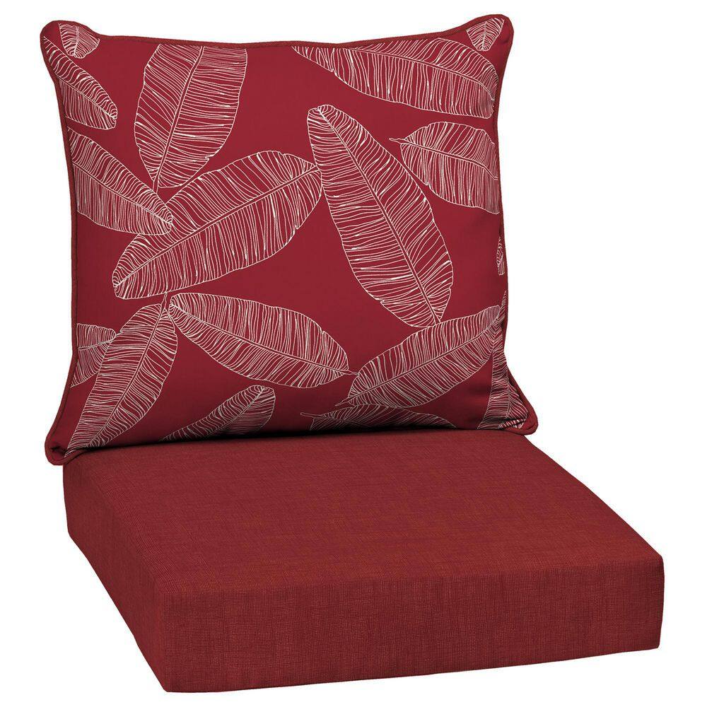 24 in. x 24 in. 2-Piece Deep Seating Outdoor Lounge Chair Cushion in Red Leaf Palm price history on PriceWatchPro