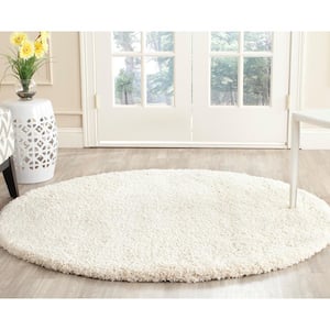 Milan Shag 7 ft. x 7 ft. Ivory Round Solid Area Rug